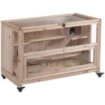PawHut Wooden Hamster Cage, 3-Tier Roden Small Animals Hutch, 99 x 50 x 69 cm