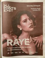 Raye Tyla Live All Points East Festival 2025 Newspap Advert Poster 14x11” ROLLED