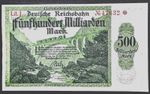 REICHSBAHN  NOTGELD 500 MILLIARDEN( 500 BILLION)MARK BANKNOTES 23/09/1923 NOTES