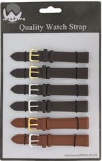 6 x Wholesale Job Lot Regular Brown Leather watch straps 6mm to 24mm