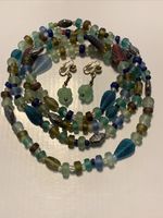 Beautiful glass beads  Necklace And Earrings Set Necklace Is 2 Ft Long