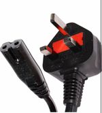 UK 3 Pin Plug to Figure 8 Female Power Cable Lead 1m Black Universal cable