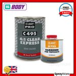HB Body C495 Satin Lacquer Semi-Gloss 2K 1L 4:1 Clearcoat + 753 Hardener Kit