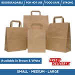 Paper Bags With Handles SOS Food Carrier Takeaway Bags Brown & White Paper Bag