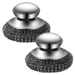 2Pack Steel Dish Scrubber Stainless Steel Dish Brush with Handle for