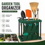 Garden Tool Storage Rack Organiser Stand Garage Shed Broom Holder with Pockets