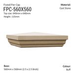 Cast Stone Fluted Pier Cap 560mm x 560mm, 3 Colours, Free UK Mainl. Delivery