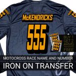 Iron On Race Name Number 3D Transfer To Customise Your Motocross Shirt