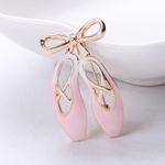 Art Deco Style Enamel Crystal Ballet Shoes Brooch Badge Pin Gift