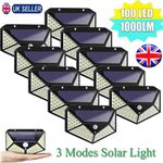 100 LED Solar Power PIR Motion Sensor Lights Wall Lamp Outdoor Garage Shed Light