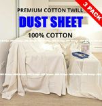 THREE  (3) X HEAVY DUTY COTTON TWILL PROFESSIONAL DECORATING LARGE DUST SHEETS