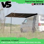 VANSTYLE 2.5M PULL OUT VAN CAMPER AWNING SUNSHADE C/W LEDS CAMPING SIDE ROLL OUT