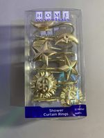 Celestial Sun Moon & Stars Gold Toned Shower Curtain Hook Set Of 12 Essentials