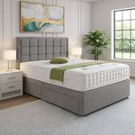 LUXURY DIVAN BED SET WITH MATTRESS & HEADBOARD 4FT6 DOUBLE & 5FT KING SIZE