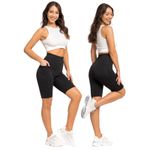 Womens Leggings 1/2 Length Over-Knee Biker Shorts with Pockets FSCC40