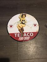 Vintage Style Texaco Fire Chief Enamel Advertising/Garage 12” Sign