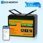 ECO-WORTHY 12V 100AH LiFePO4 Lithium Leisure Battery Bluetooth Motorhome Caravan