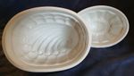 2x Vintage White Stoneware Jelly Moulds - Shell  +1
