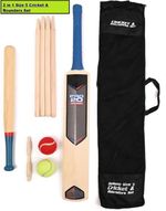 2-in-1 Size 5 Cricket & Rounders Complete Set With Mesh Carry Bag Outdoor Games