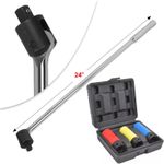 24" inch 1/2" Drive Breaker Bar + 3 Impacted Metric Alloy Wheel Nut Sockets UK