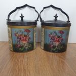 Antique Brathwaites Fairy Cumbria Matching Pair Lidded Jars Biscuit Barrels ᓚᘏᗢ