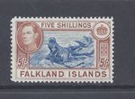 FALKLAND ISLANDS GVI  1938 5s. BLUE AND CHESTNUT MINT VERY LIGHTLY HINGED SG 161