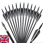 12PK Archery 30" Carbon Arrows SP500 Hunting Arrowheads for Compound Recurve Bow