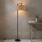 Vintage Standing Floor Lamp Standard Living Room LED Bulbs Hemp Rope Lampshade