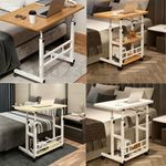 Height Adjustable Small PC Computer Desk Mobile Overbed Table Laptop Stand Shelf