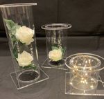3-Tier Acrylic Wedding Cake Cascade Stand  4" 8" 12" Height Crystal Clear Tube