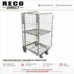REFURBISHED 3 SIDED MESH ROLL CAGE CONTAINER TROLLEY WAREHOUSE 
