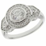2.85Ct Round Cut White Moissanite Halo Engagement Ring White Gold Over Size 9.5