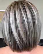 Women's Short Grey Bob Wig with Bangs Natural Straight Hair Layered Wig Cosplay