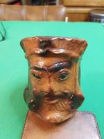 Antique French Leather Character Dice Cup / Bakelite Dice