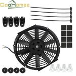Black 12 inch Universal Electric Radiator Cooling With Fan Push Pull 12V 80W