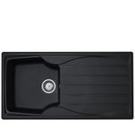 Liquida CMP10BL 1.0 Bowl Reversible Black Kitchen Sink And Waste Kit