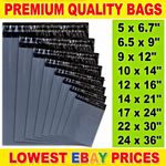 GREY MAILING BAGS STRONG POLY POSTAL POST POSTAGE SELF SEAL PACKAGING STRONG
