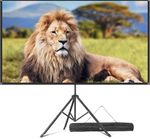 2025 Upgraded Fiberglass Projector Screen with Tripod - 80” 4K HD Foldable