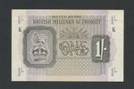 BRITISH MILITARY AUTHORITY 1 shilling note 1942 WWII Krause M2 Banknotes