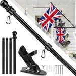 Aluminum Flagpole Wall Mounted Mount Telescopic Flag Pole Top Gold Ball