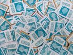 GB 140 First Class Large Used Unfranked Barcode Stamps on Paper Many with Faults