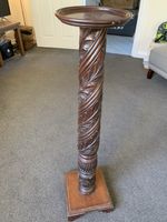 Antique Carved Wood Plant Stand 38” In Height 8” Diameter