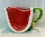 Linens -n- Things Ceramic Pottery Watermelon Slice Pitcher Handle “Very Cool”