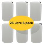 Jerry Can Water Container 25 Litre Natural Plastic with Measure Oil Fuel Can x 6