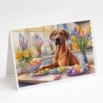 Caroline's Treasures Decorating Easter Rhodesian Ridgeback Greeting Cards Pack 8