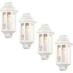 LAP Outdoor Half Lantern Wall Light With PIR Sensor Matt White IP44 LED
