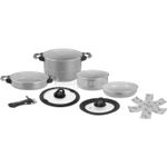 Stacking Pot Pan Set Brunner Fusion 7+1 20cm Magnetic Handles Non Stick Silver