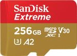 SanDisk Extreme 256GB microSDXC Memory Card A2 U3 V30 190MB/s + SD Adapter