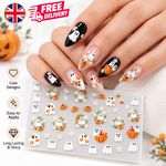 1 Sheet 5D Halloween Nail Stickers White Ghost Pumpkin Daisy Fall DIY Nail Art