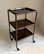 Mid Century Modern Three-Tier Trolley w/ Bakelite Removable Trays in  Chocolate 